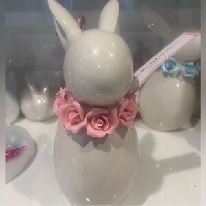 Tik Tok Viral Cupcakes & Cashmere Pink Rose Easter Bunny Ceramic Rabbit Decor
